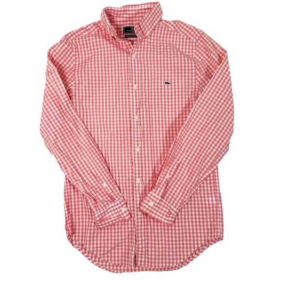 Vineyard Vines Classic Fit Tucker Shirt Mens XS Pink Gingham Check Button Up - Picture 2 of 7